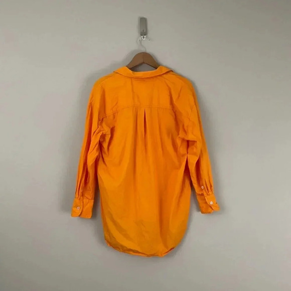 Anthropologie Maeve Orange Button Down Hi-Lo Utility Top Size Small - Picture 2 of 5
